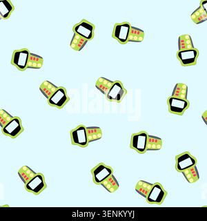 pattern fault car diagnostic scanner cartoon. vehicle automotive, system interface, software bluetooth fault car diagnostic scanner sign. seamless vec Stock Vector
