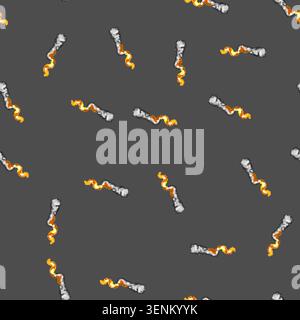 seamless pattern exhaust rocket fire trail cartoon. flame ignition, velocity combustion, smoke heat exhaust rocket fire trail sign vector Stock Vector