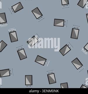 seamless pattern equipment pen display cartoon. blank gadget, digital tablet equipment pen display sign vector Stock Vector