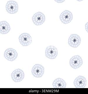 pattern sea nautical compass cartoon. travel explore, direction map, ship captain sea nautical compass sign. seamless symbol vector illustration Stock Vector
