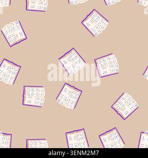 pattern tactile braille textbook cartoon. reading blindness, inclusion embossing, transcription dot tactile braille textbook sign. seamless vector ill Stock Vector