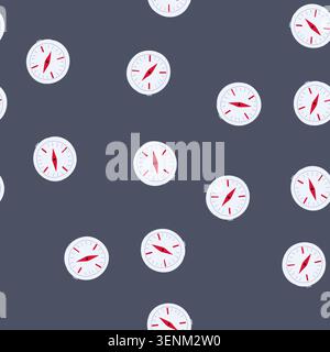 pattern navigation nautical compass cartoon. sea travel, explore direction, map ship navigation nautical compass sign. seamless vector illustration Stock Vector