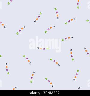 pattern skeleton halloween garland cartoon. cobweb bats, ghoulish chilling, boo eerie skeleton halloween garland sign. seamless vector illustration Stock Vector