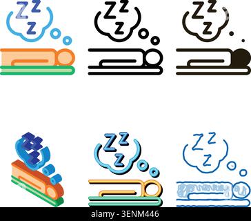Human Sleep Biohacking Icon styles Vector Thin Line. Contour Stock Vector