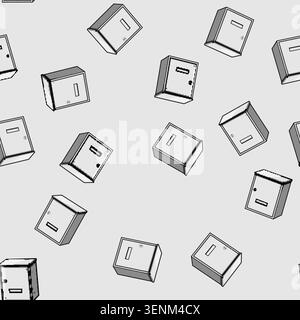 seamless pattern Wall mounted letter box providing secure delivery and collection of documents, mail, letters, and parcel items, symbolizing communica Stock Vector