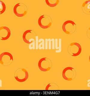 pattern circular arrow icon representing a continuous process, infinite loop, sequential steps, rotation, or update with orange and yellow segments on Stock Vector