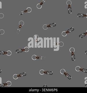 seamless pattern buckle key ring clip cartoon. fastener snap, attachment connector, gadget tool buckle key ring clip sign vector Stock Vector