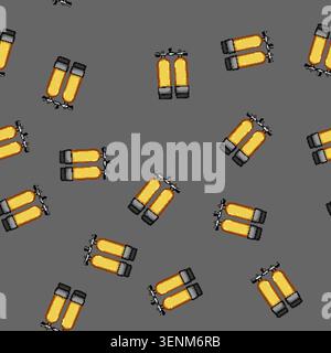 seamless pattern realistic diving cylinder cartoon. sitting co2, snorkeling man, bottle gear realistic diving cylinder sign vector Stock Vector