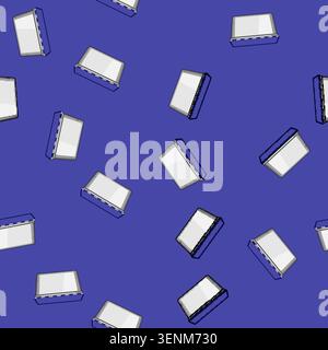 seamless pattern Rectangular storage container featuring a contrasting blue lid with a detailed striped pattern, providing a clean and organized solut Stock Vector