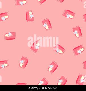 pattern tissue water wipes cartoon. wet clean, hand surface tissue water wipes sign. seamless vector illustration Stock Vector