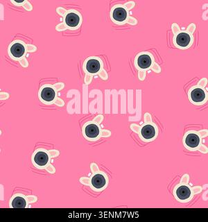 pattern action camera toy cartoon. selfie vintage, polaroid instant, miniature compact action camera toy sign. seamless vector illustration Stock Vector