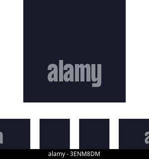 Abstract user interface component presenting a main content area above multiple smaller, equally sized rectangular elements, suggesting a gallery or n Stock Vector