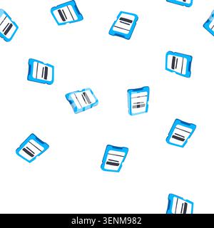pattern files sd card cartoon. videos music, data format, device camera files sd card sign. seamless symbol vector illustration Stock Vector