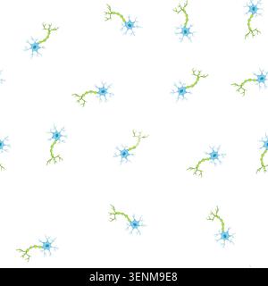 pattern brain neurons cartoon. neuroscience cell, ai synapse, neural structure brain neurons sign. seamless symbol vector illustration Stock Vector