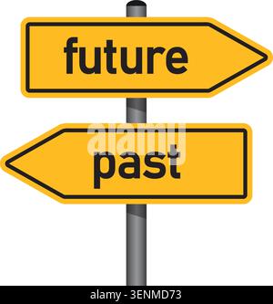 yellow traffic sign with words future and past isolated vector illustration Stock Vector