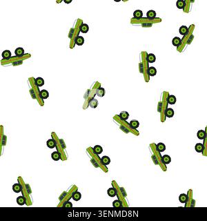 pattern 4x4 monster truck cartoon. logo wheel, jeep race, road big 4x4 monster truck sign. seamless symbol vector illustration Stock Vector