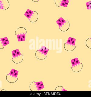 pattern basket halloween bucket cartoon. trick kid, pumpkin treat, spooky costume basket halloween bucket sign. seamless vector illustration Stock Vector