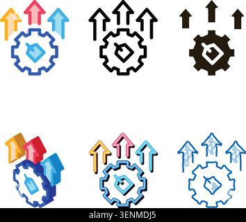 Gear types Arrows Label Icon Vector. Outline Gear Arrows Label Sign. Isolated Contour Symbol Stock Vector