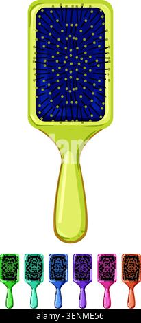 beauty hair brush cartoon. beauty hair brush sign colorful illustration Stock Vector