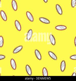 seamless pattern beauty makeup mirror frame cartoon. light bulb, theater table, actor vanity beauty makeup mirror frame sign vector Stock Vector