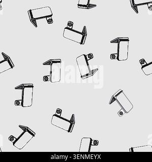 seamless pattern hub multi device charging station cartoon. organizer wireless, portable desktop, fast smcompact hub multi device charging station sig Stock Vector