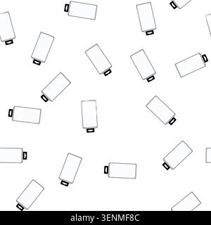 pattern Blank clear plastic rectangular packaging with black hanging tab, transparent empty retail blister style template for product display and bran Stock Vector
