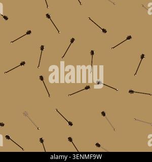 seamless pattern apiary honey dipper stick cartoon. hive beeswax, nectar pollen, propolis queen apiary honey dipper stick sign vector Stock Vector