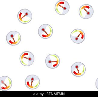 pattern gauge speedometer cartoon. dial needle, odometer tachometer, cluster dashboard gauge speedometer sign. seamless symbol vector illustration Stock Vector