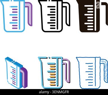 Porcelain Laundry Service Cup Vector Line Icon. Measuring Cup, Water Bowl Washing concepts Clothes Linear Pictogram. Laundromat, Dry-Cleaning, Launder Stock Vector