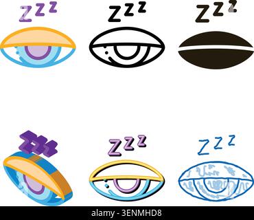 Half Closed Asleep Eye stylized Icon Vector. Outline Half Closed Asleep Eye Sign. Isolated Contour Symbol Stock Vector