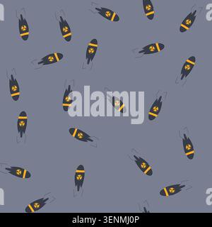 pattern explosion atomic bomb cartoon. radiation uranium, detonation fallout, hiroshima nagasaki explosion atomic bomb sign. seamless vector illustrat Stock Vector