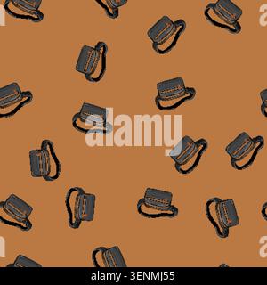 seamless pattern zipper waist bag cartoon. zipper waist bag sign vector Stock Vector