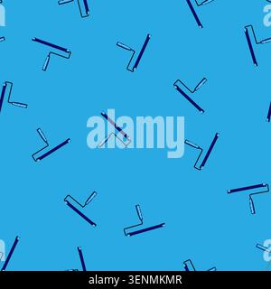 seamless pattern Blue handled paint roller frame with metal rod for holding a roller cover, ideal for home improvement, wall painting, renovation and Stock Vector