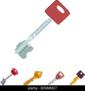 Diverse collection of household and vehicle keys illustrating security, access, and unlocking concepts, symbolizing solutions, privacy, and important Stock Vector