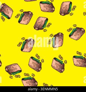 pattern wallet money hand drawn vector. coin bank, finance payment, transfer pay wallet money sketch illustration Stock Vector