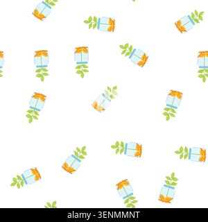 pattern money coin jar cartoon. bank bottle, glass cash, moneybox hand money coin jar sign. seamless symbol vector illustration Stock Vector