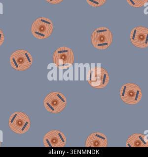 pattern wooden wheel ancient cartoon. vintage wood, antique mill, first evolution wooden wheel ancient sign. seamless vector illustration Stock Vector