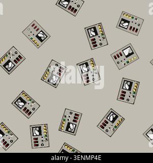 seamless pattern bamboo retro control panel cartoon. small mini, round square, oval black bamboo retro control panel sign vector Stock Vector