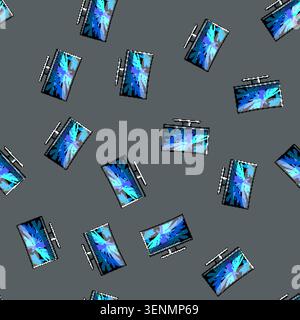 seamless pattern display curved screen cartoon. digital tv, led monitor, stage show display curved screen sign vector Stock Vector