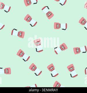 pattern drink blender cartoon. smoothie detox, lifestyle fresh, vegetarian juice drink blender sign. seamless vector illustration Stock Vector