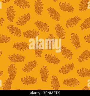 Yellow Mustard Botanical Leaf Outline Pattern Stock Vector