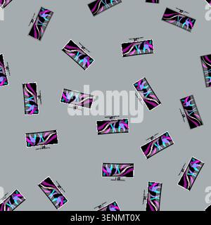 seamless pattern tv curved screen cartoon. led monitor, stage show, light curve tv curved screen sign vector Stock Vector