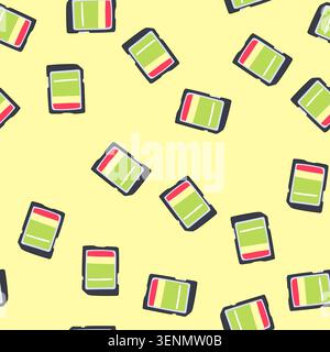 pattern transfer sd card cartoon. files videos, music data, format device transfer sd card sign. seamless vector illustration Stock Vector