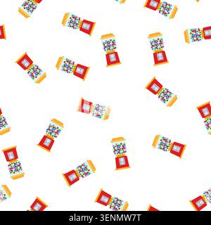 pattern vending bubblegum machine cartoon. cute container, retro old, sweet coin vending bubblegum machine sign. seamless symbol vector illustration Stock Vector