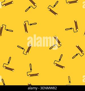 seamless pattern Paint roller frame for home improvement and renovation projects, ready for painting walls and surfaces, durable metal and plastic han Stock Vector