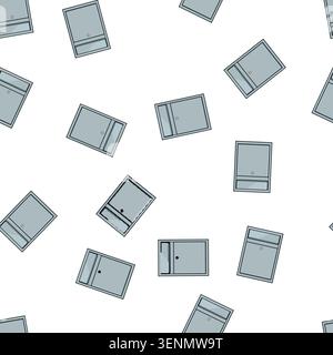 pattern Grey wall mounted mailbox featuring a slot for receiving letters and a keyhole for secure access, symbolizing communication, delivery, and per Stock Vector