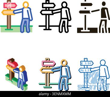 human direction pillar icon vector. human series direction pillar sign. color symbol Stock Vector