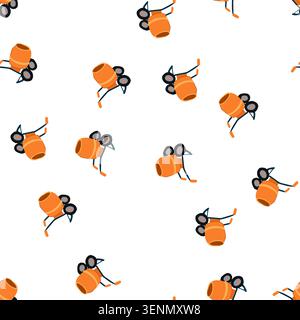 pattern drum concrete mixer cartoon. construction batch, motor chute, hopper site drum concrete mixer sign. seamless symbol vector illustration Stock Vector