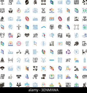 Large set of abstract universal icons presenting a wide range of web graphics, graphic symbols, and ui elements for digital design and conceptual repr Stock Vector