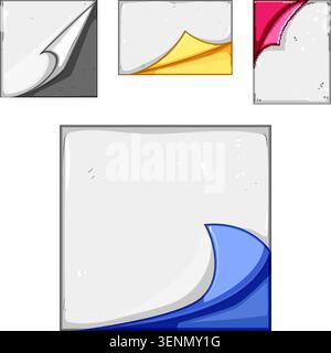Set of page curl effect elements featuring different styles and colors, providing versatile design abstract layout templates for various graphic proje Stock Vector